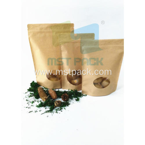 Kraft Paper Stand Up Bag With Clear Window